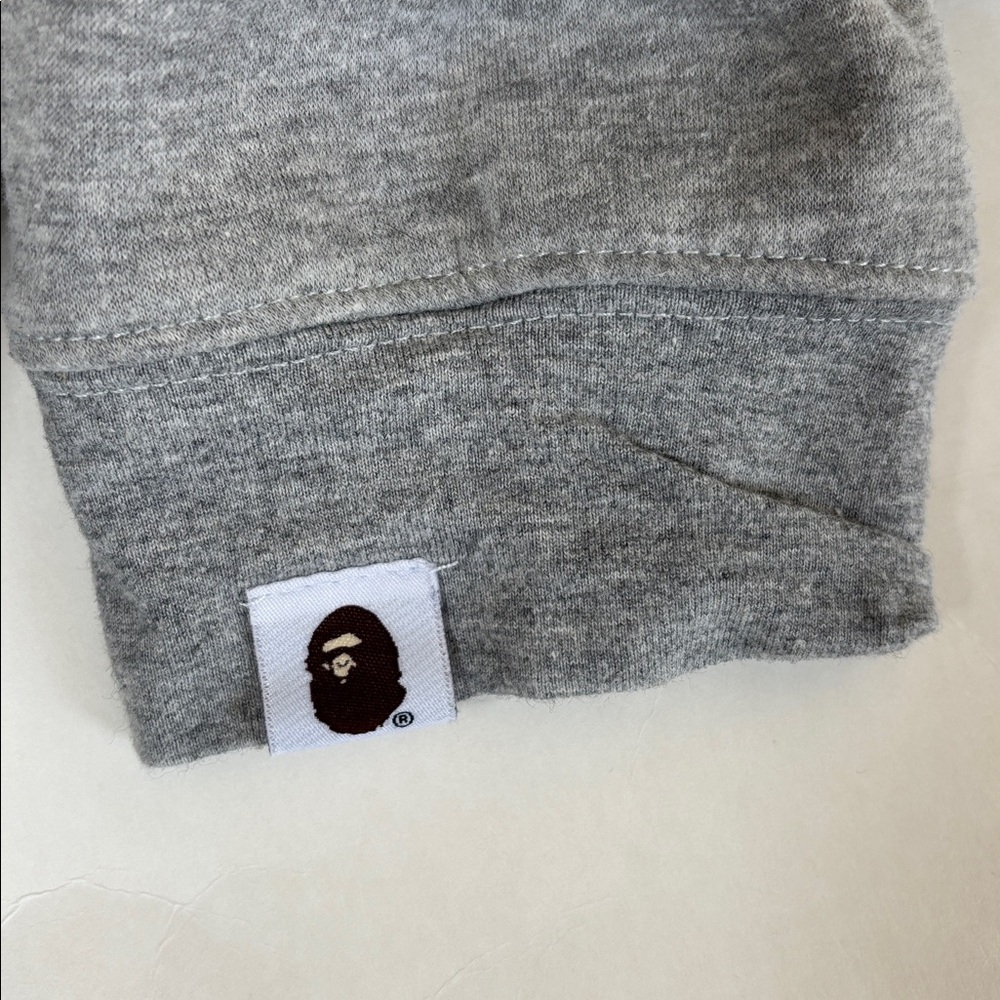 BAPE A Bathing Ape College Crew Sweatshirt Gray Soft Cozy‎ Fleece Mens Large - Picture 3 of 15